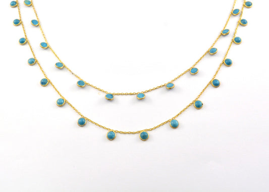 Turquoise Rosary Chain, 925 Sterling Silver, 4mm Smooth - view 3