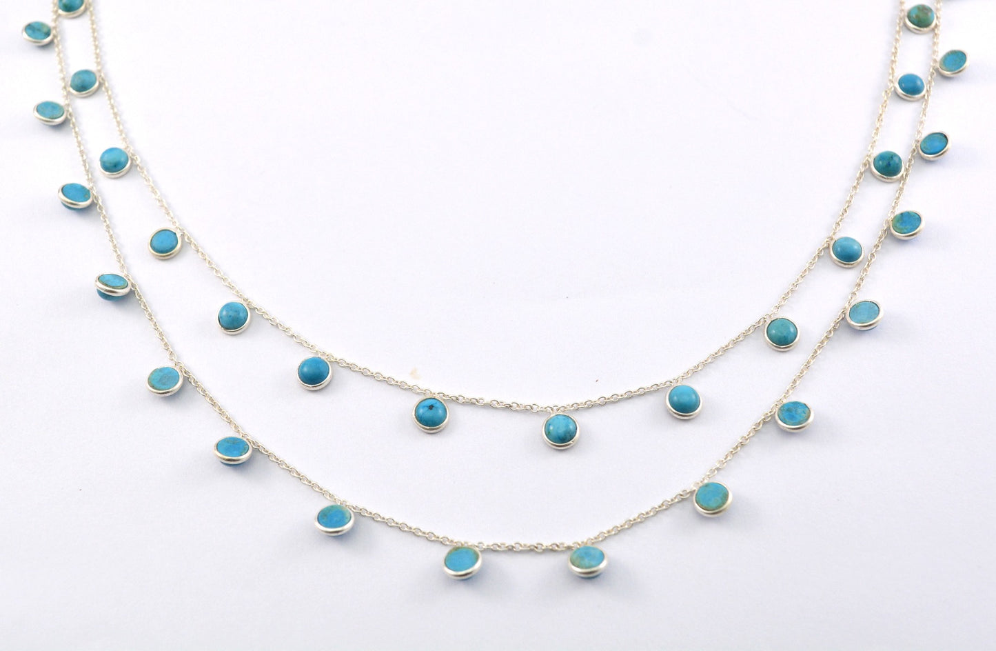 Turquoise Rosary Chain - 925 Silver Gold, 4mm