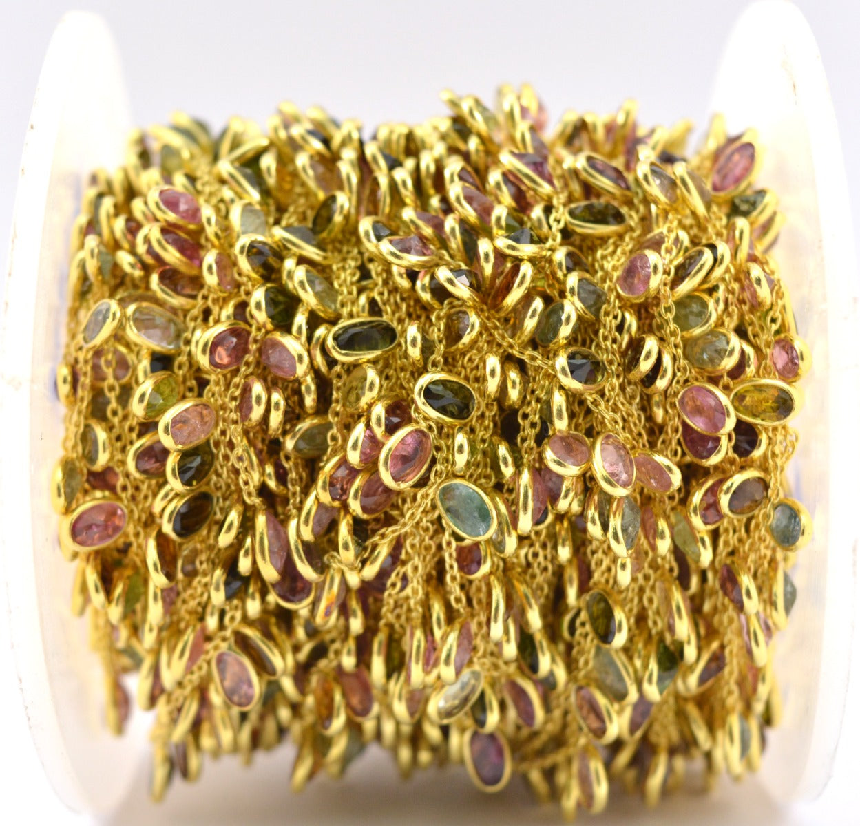 Stone Rosary Chain - 925 Silver Gold, 4.00mm