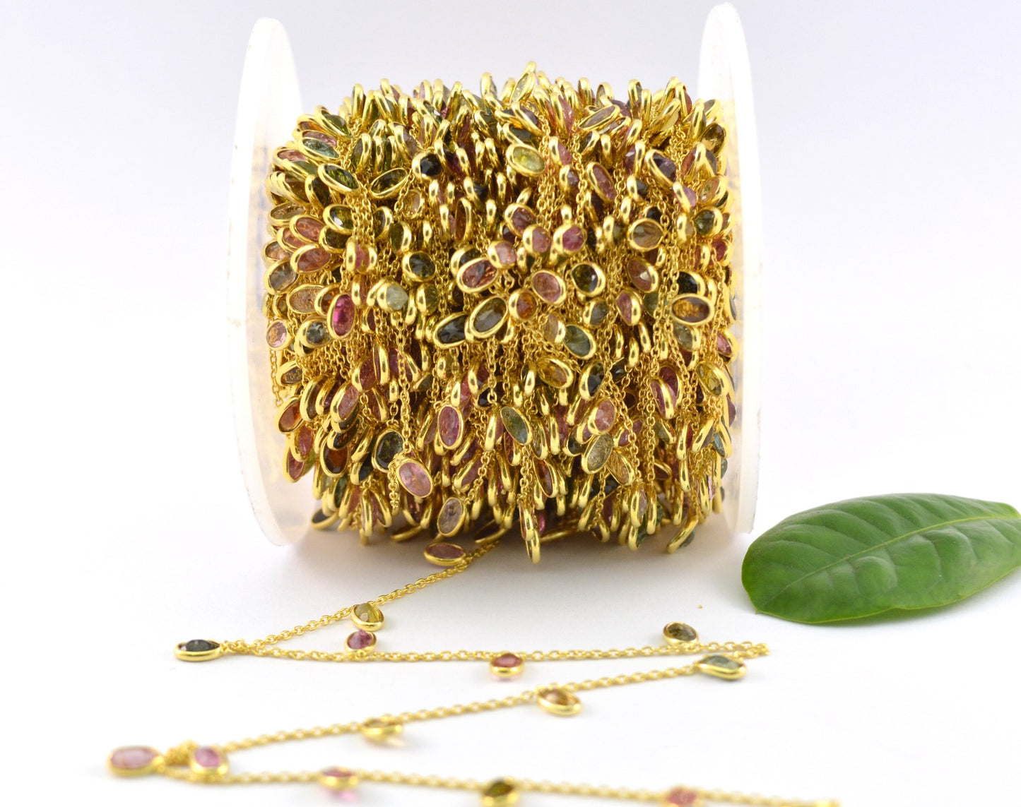 Stone Rosary Chain - 925 Silver Gold, 4.00mm