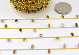 Multi Tourmaline Rosary Chain, 925 Sterling Silver, 6x4mm Faceted