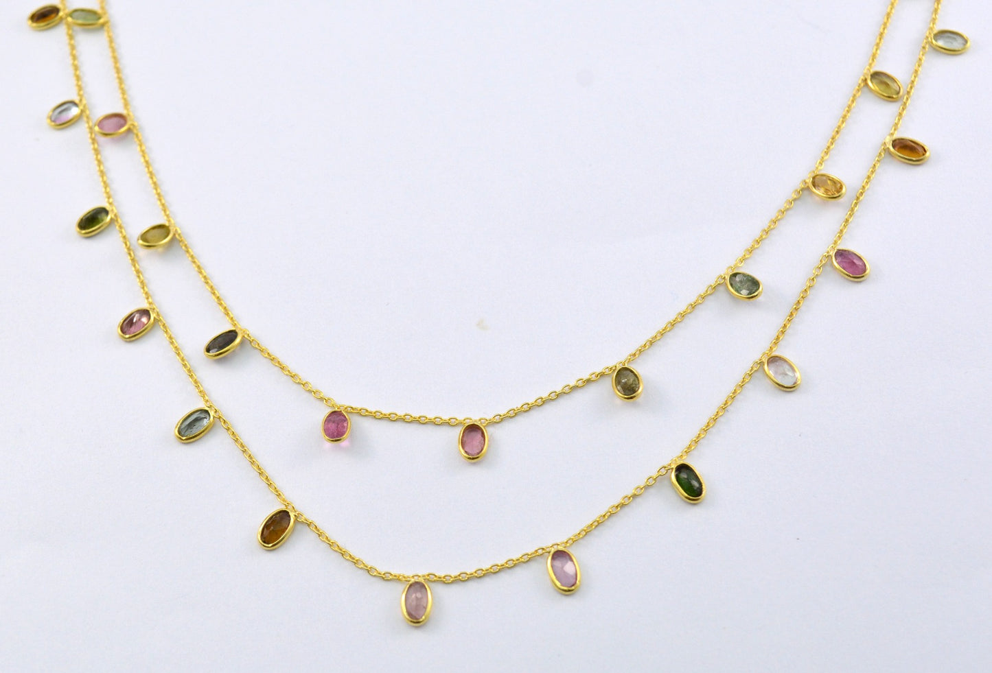 Stone Rosary Chain - 925 Silver Gold, 4.00mm