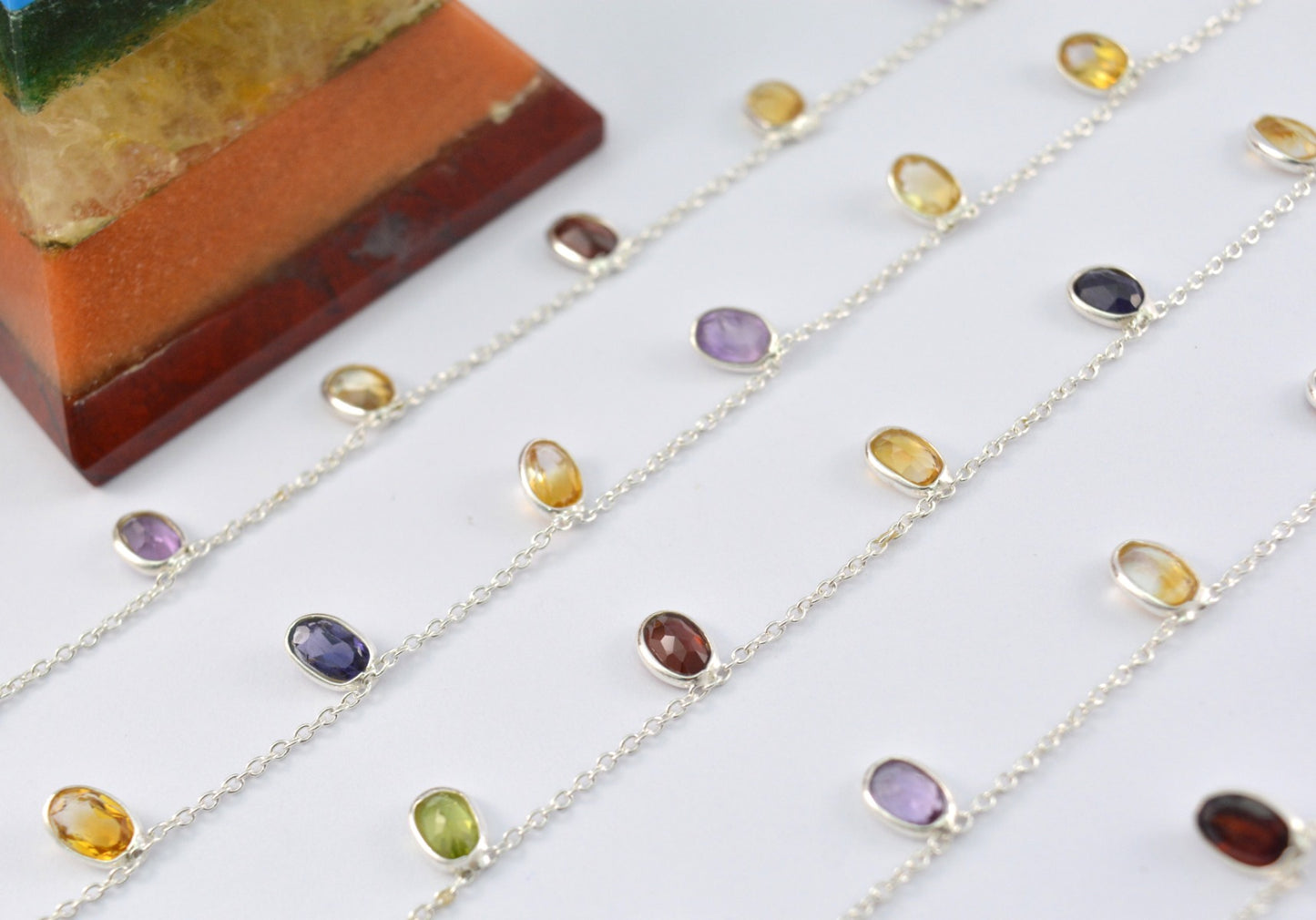 Stone Rosary Chain - 925 Silver Gold, 4.00mm #2