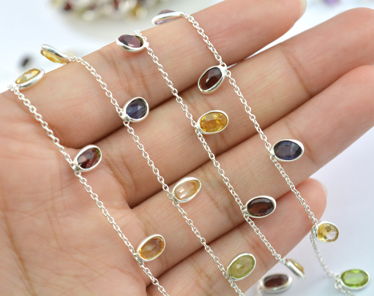 Stone Rosary Chain - 925 Silver Gold, 4.00mm #2