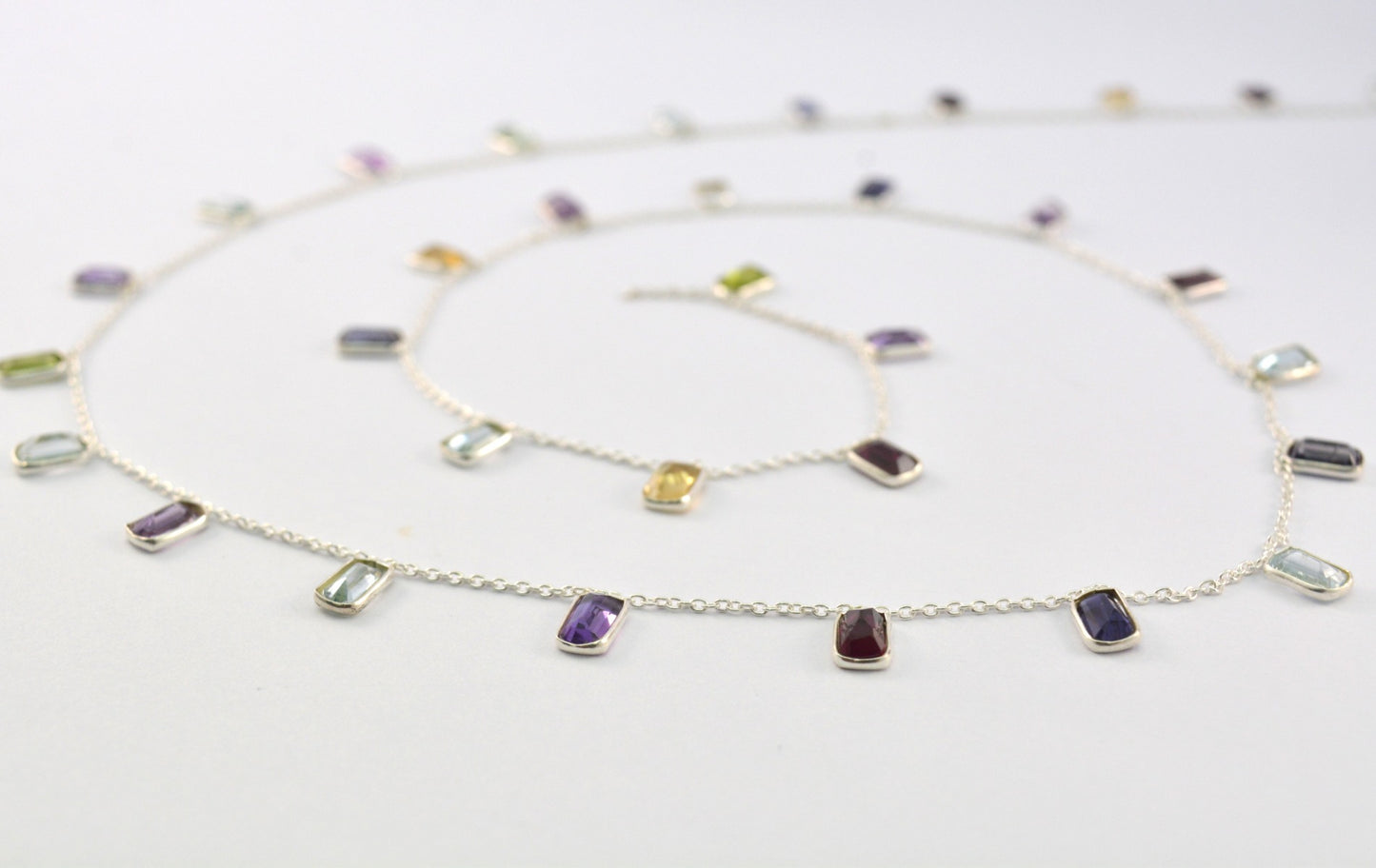 Stylish 925 Silver Gold Rosary Chain - Multi Stone 4.00mm