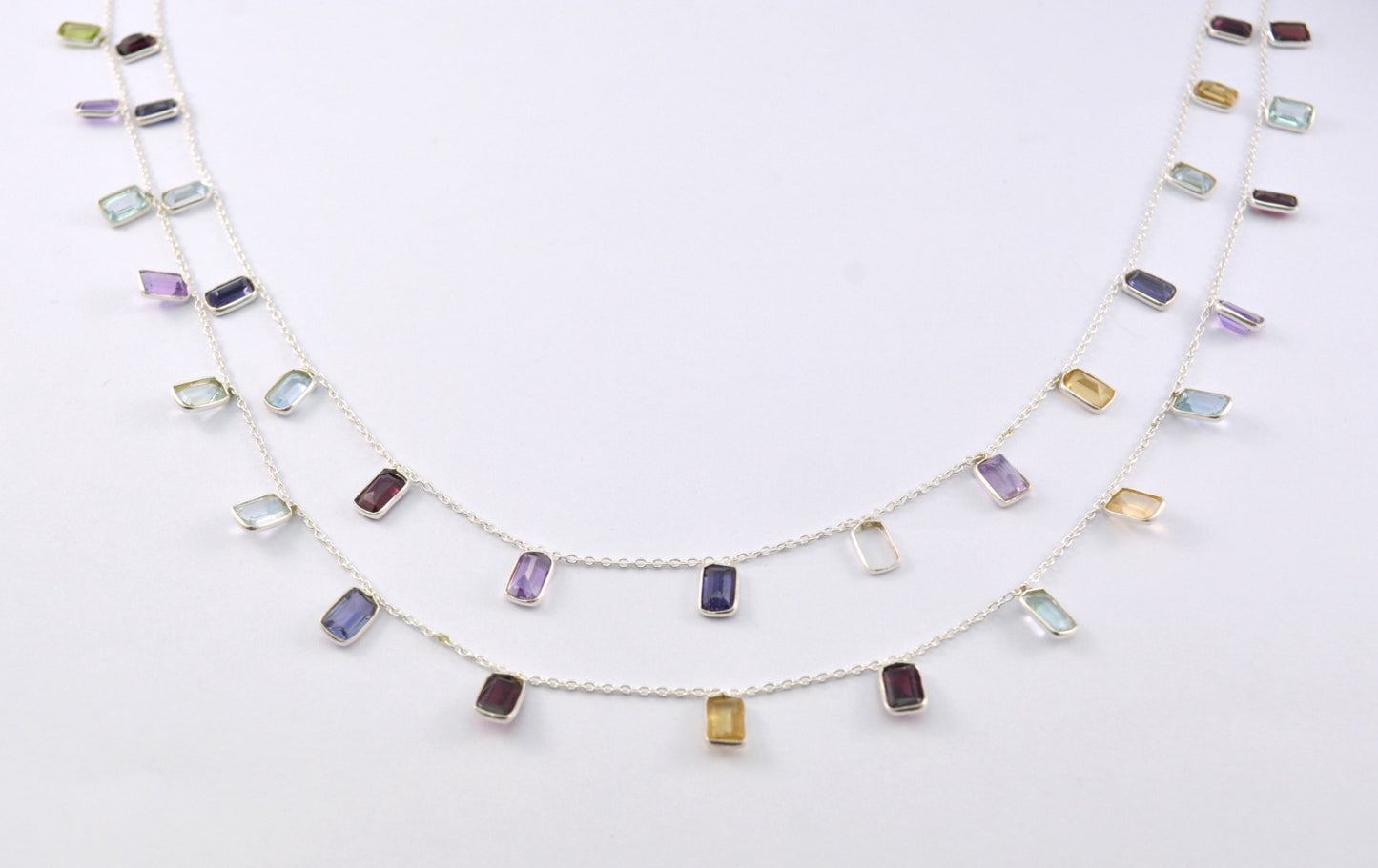 Stylish 925 Silver Gold Rosary Chain - Multi Stone 4.00mm