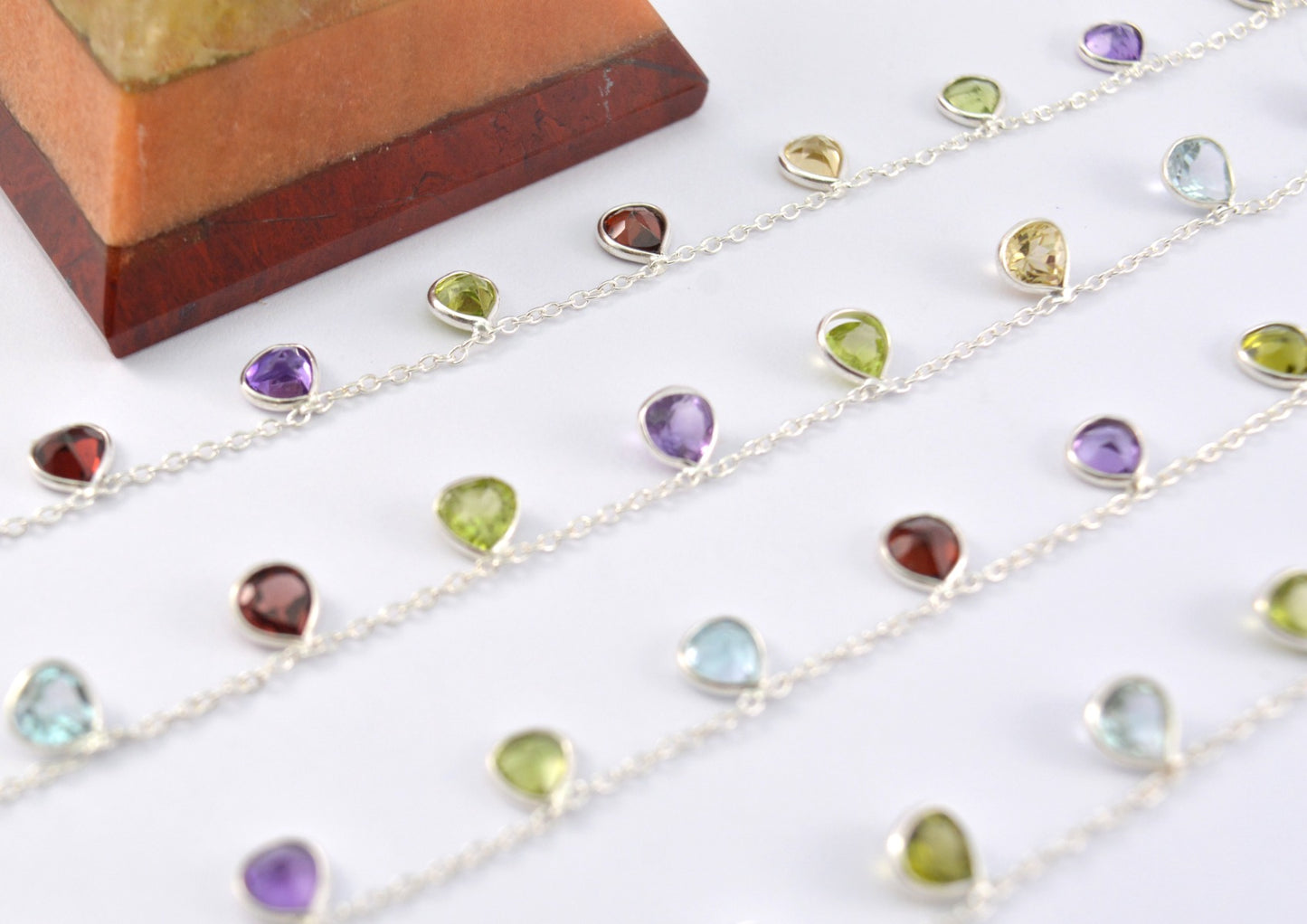 925 Silver Rosary Chain with Stone - 4.00mm