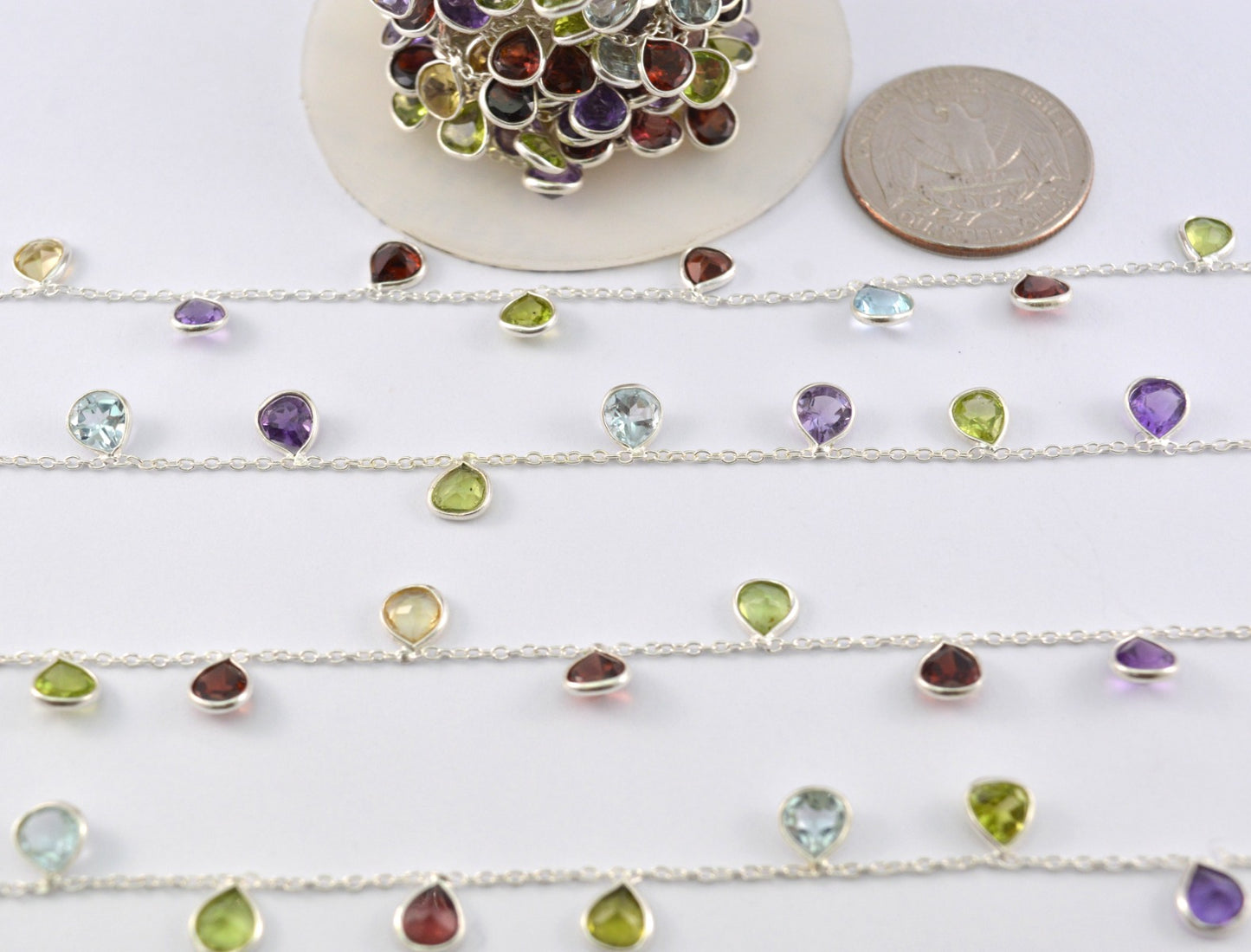 925 Silver Rosary Chain with Stone - 4.00mm