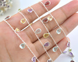 Stone Rosary Chain - 925 Silver Gold, 4.00mm #3