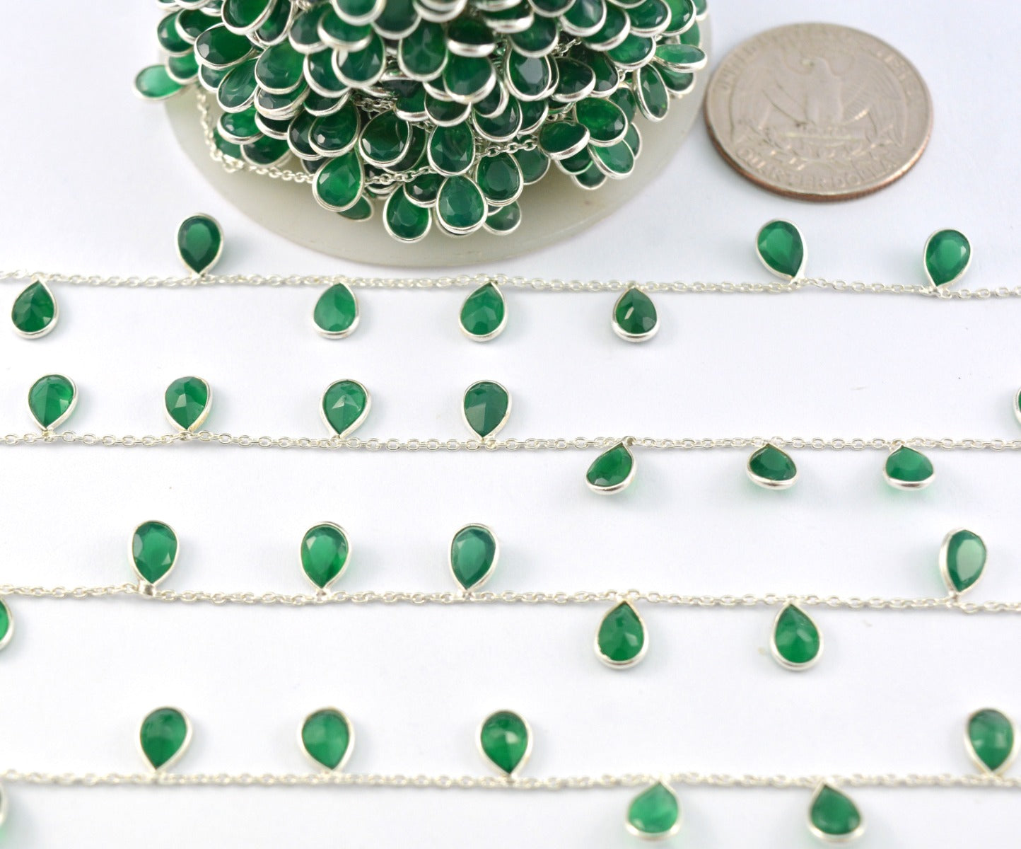 925 Silver Gold Rosary Chain with Onyx - 4.00mm