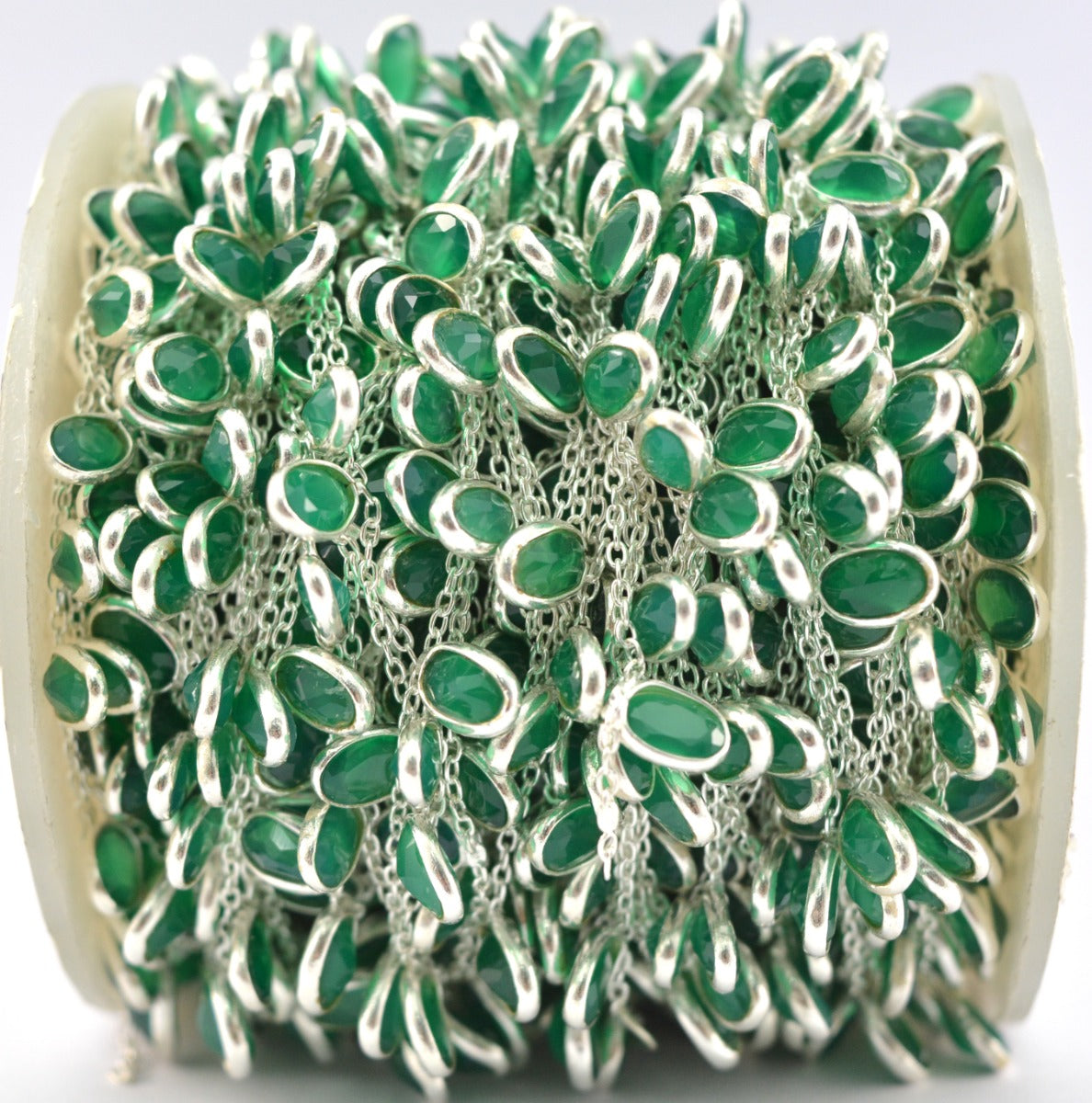 925 Silver Gold Rosary Chain with Stone - 4.00mm