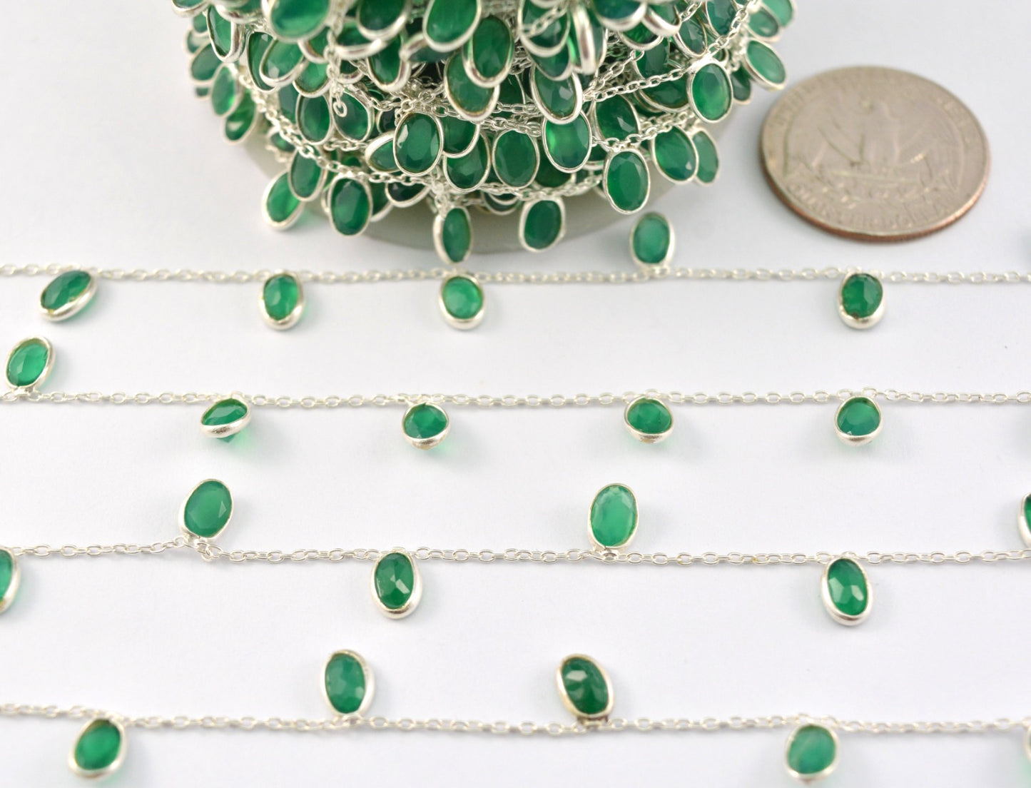 925 Silver Gold Rosary Chain with Stone - 4.00mm