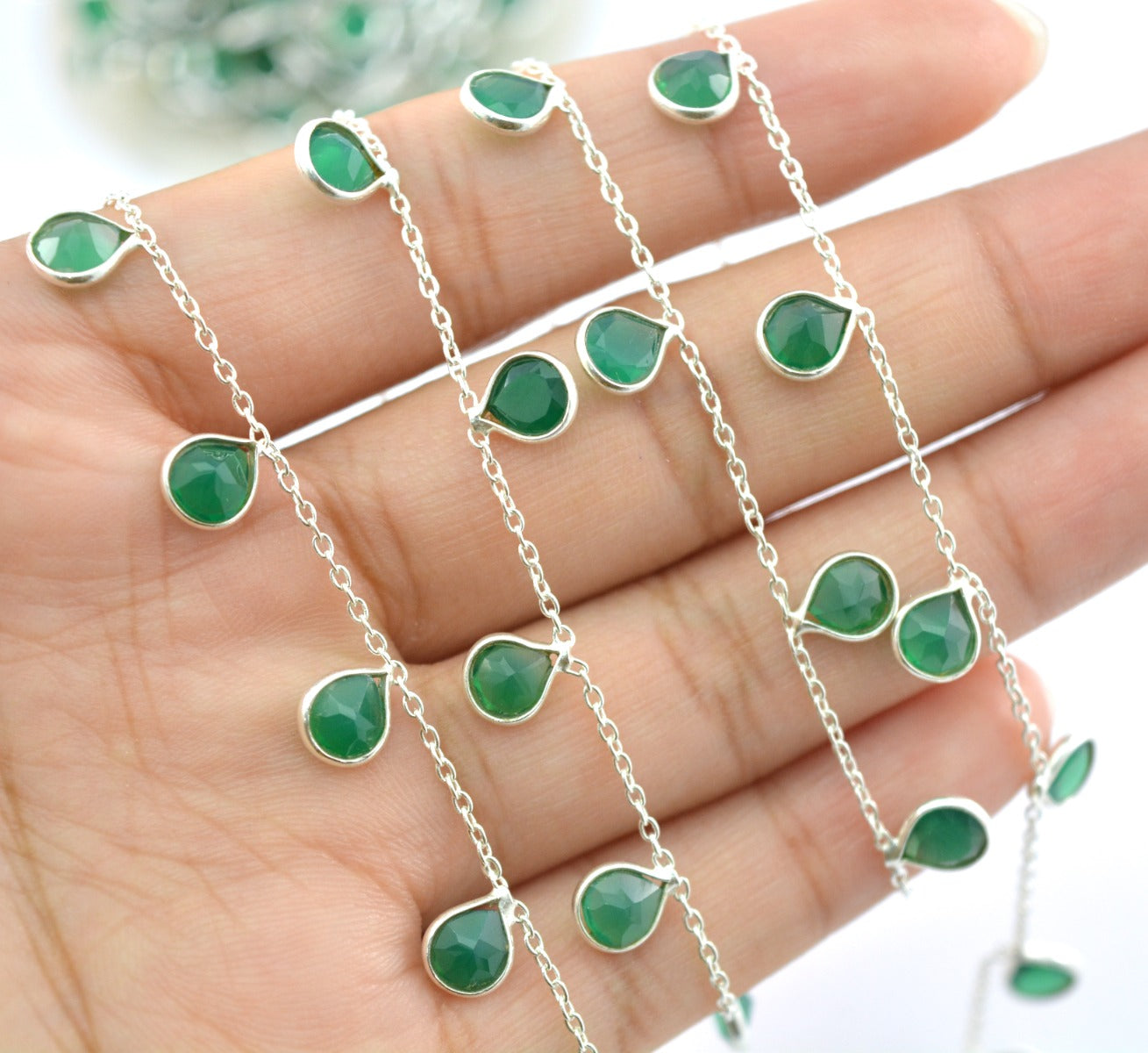 Onyx Rosary Chain - 925 Silver Gold, 4.00mm