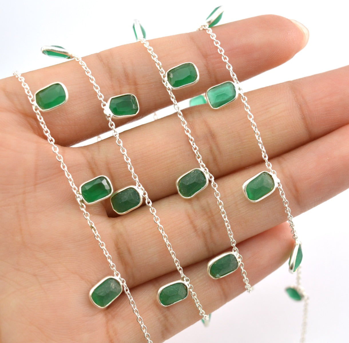 Unique Onyx Rosary Chain in 925 Silver Gold - 4.00mm