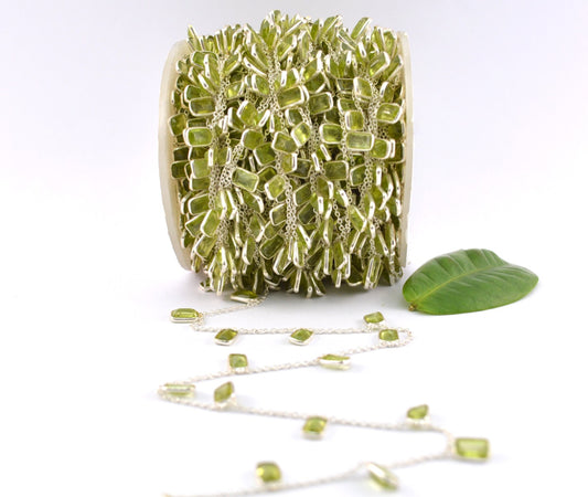 Peridot Rosary Chain - 925 Silver Gold, 4.00mm