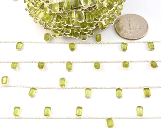 Peridot Rosary Chain - 925 Silver Gold, 4.00mm - view 3