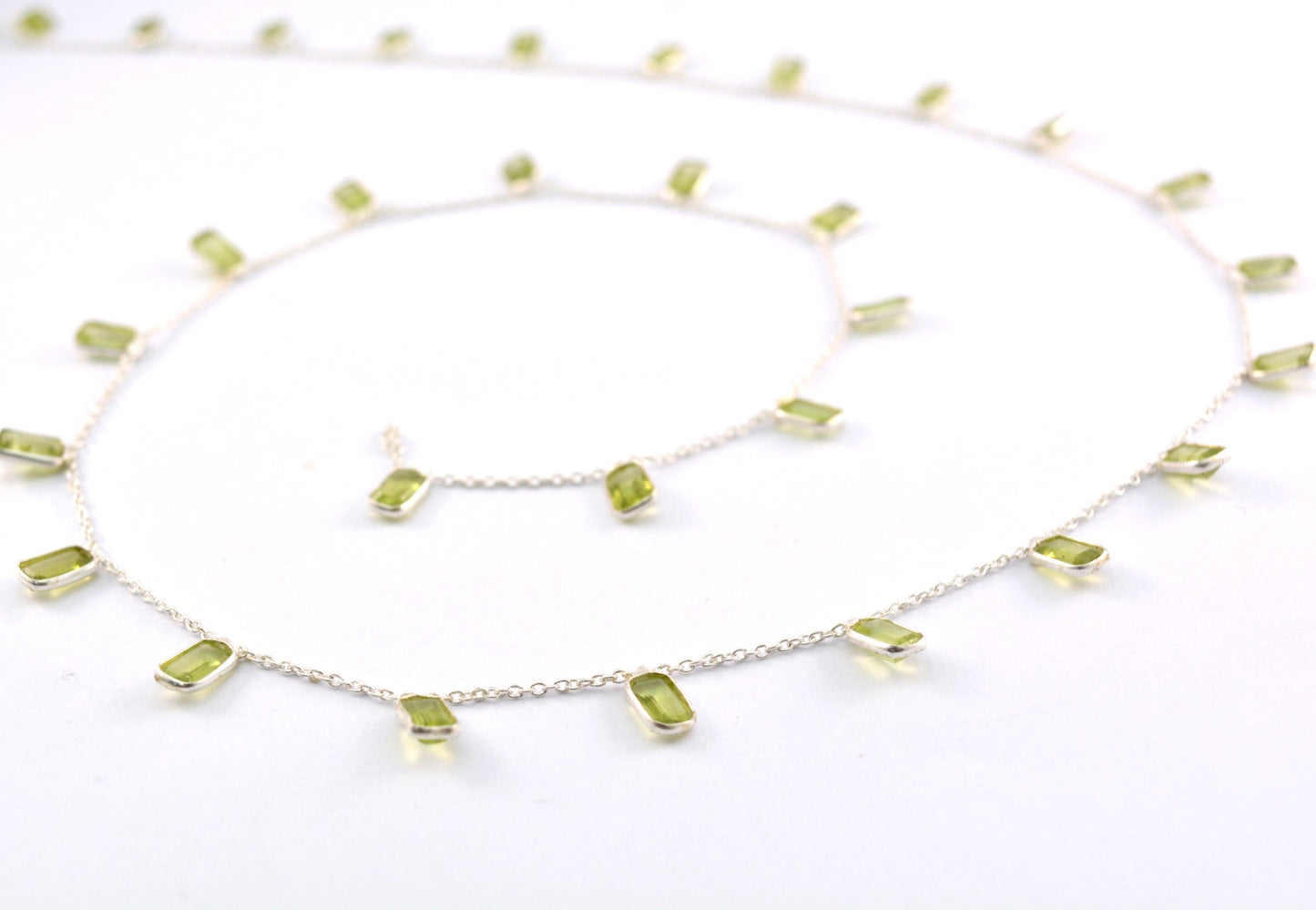 Peridot Rosary Chain - 925 Silver Gold, 4.00mm