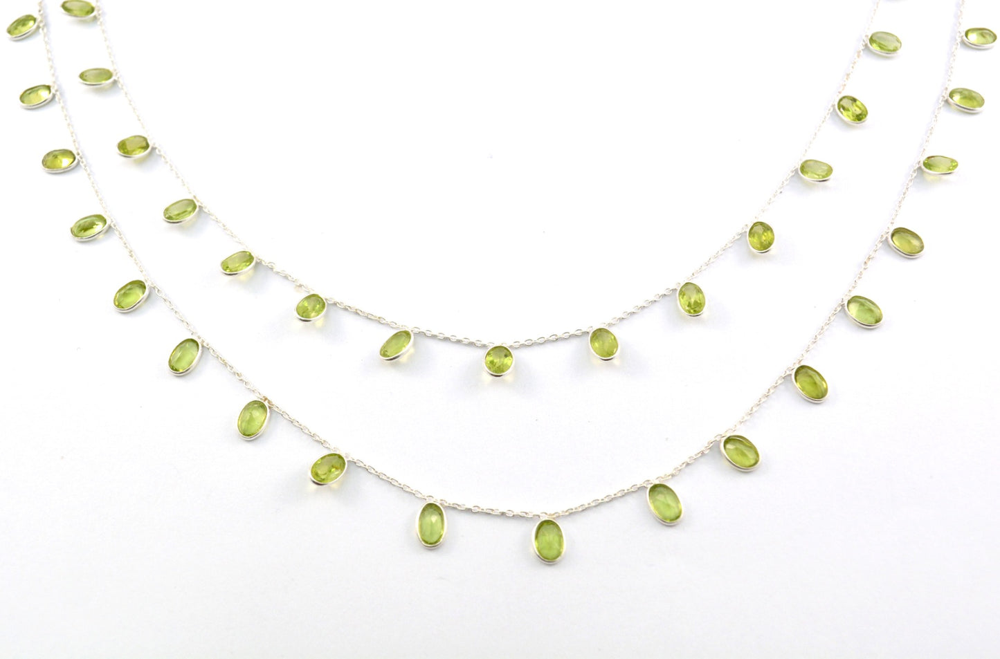 Graceful Peridot Rosary Chain in 925 Silver Gold - 4.00mm