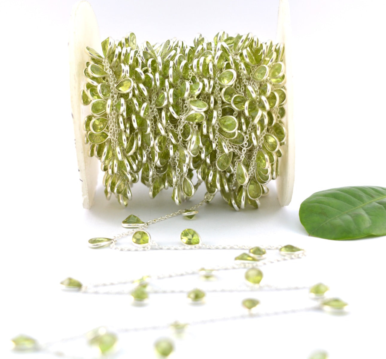 Classic 925 Silver Gold Rosary Chain - Peridot 4.00mm