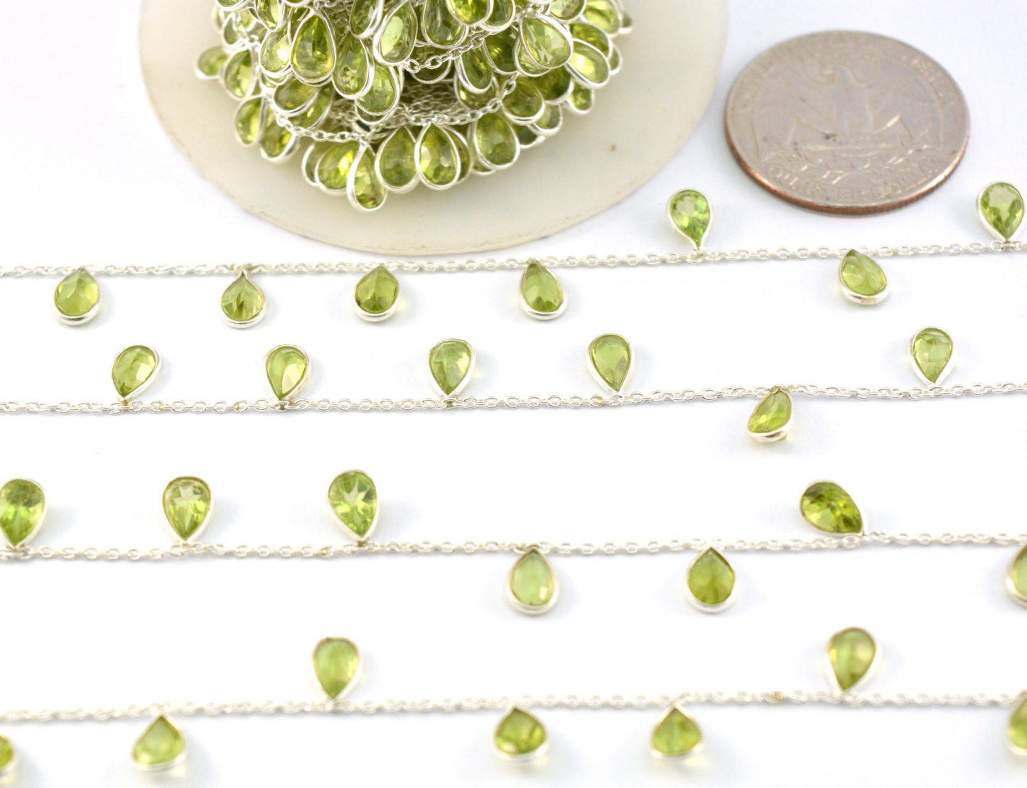Classic 925 Silver Gold Rosary Chain - Peridot 4.00mm