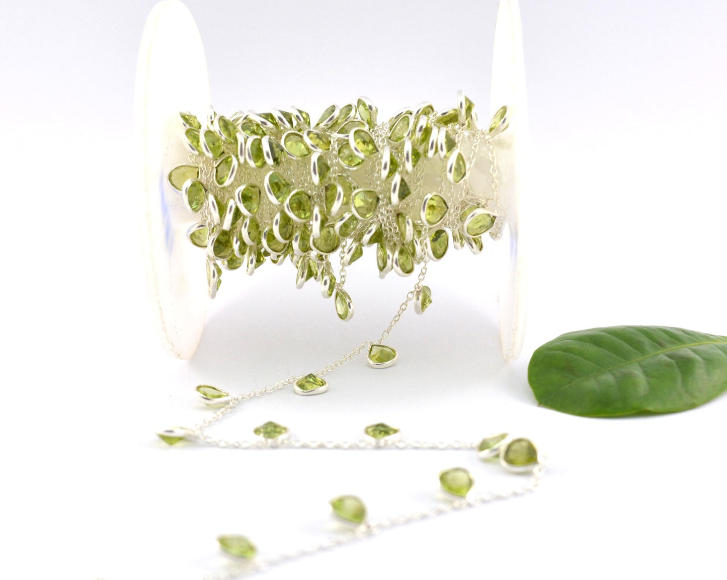 Beautiful Rosary Chain - Peridot 925 Silver Gold 4.00mm