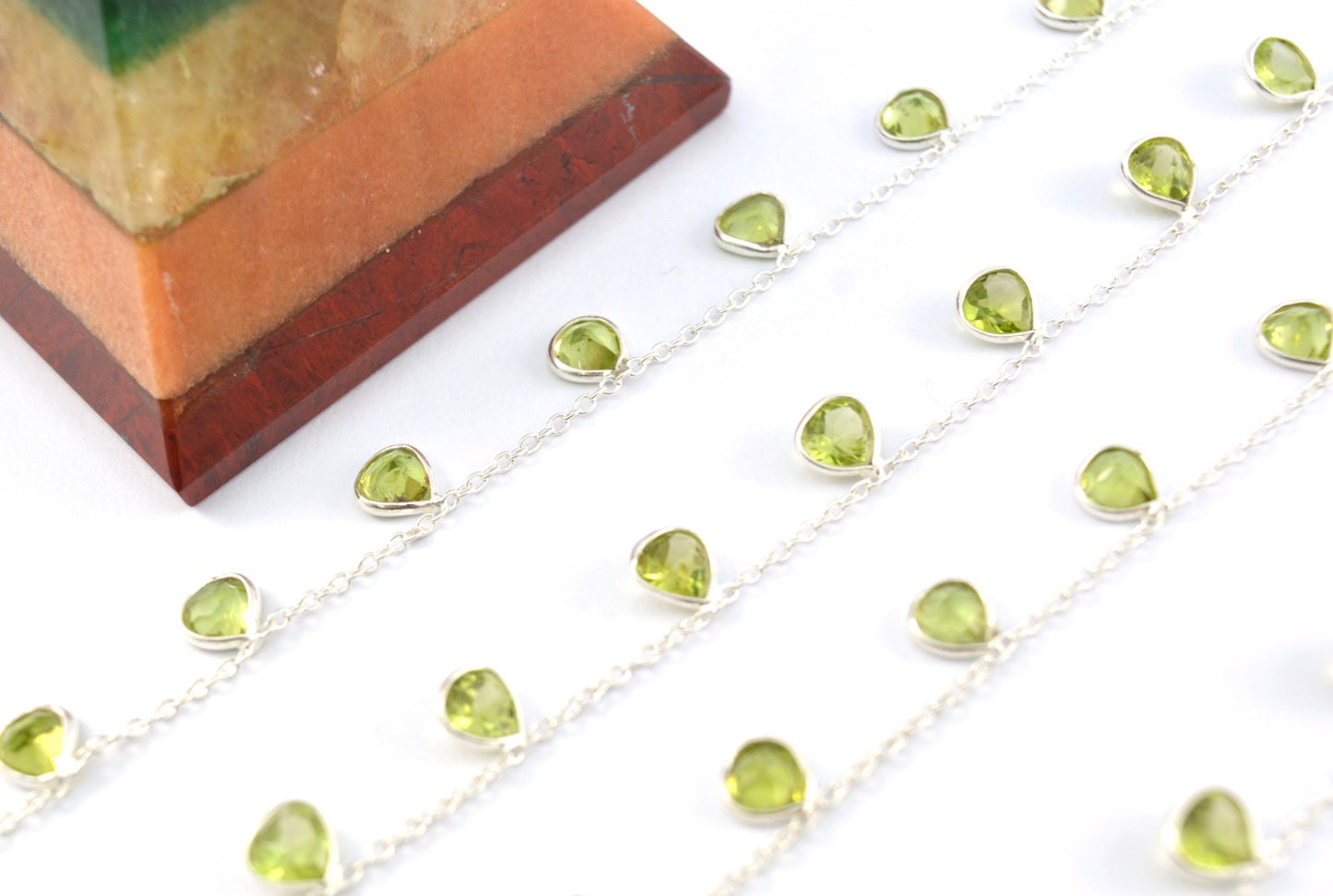 Beautiful Rosary Chain - Peridot 925 Silver Gold 4.00mm