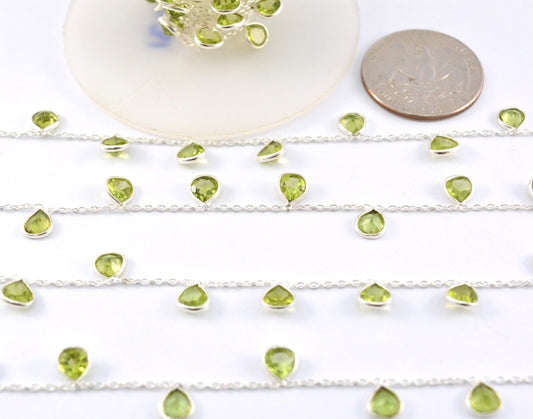 Beautiful Rosary Chain - Peridot 925 Silver Gold 4.00mm