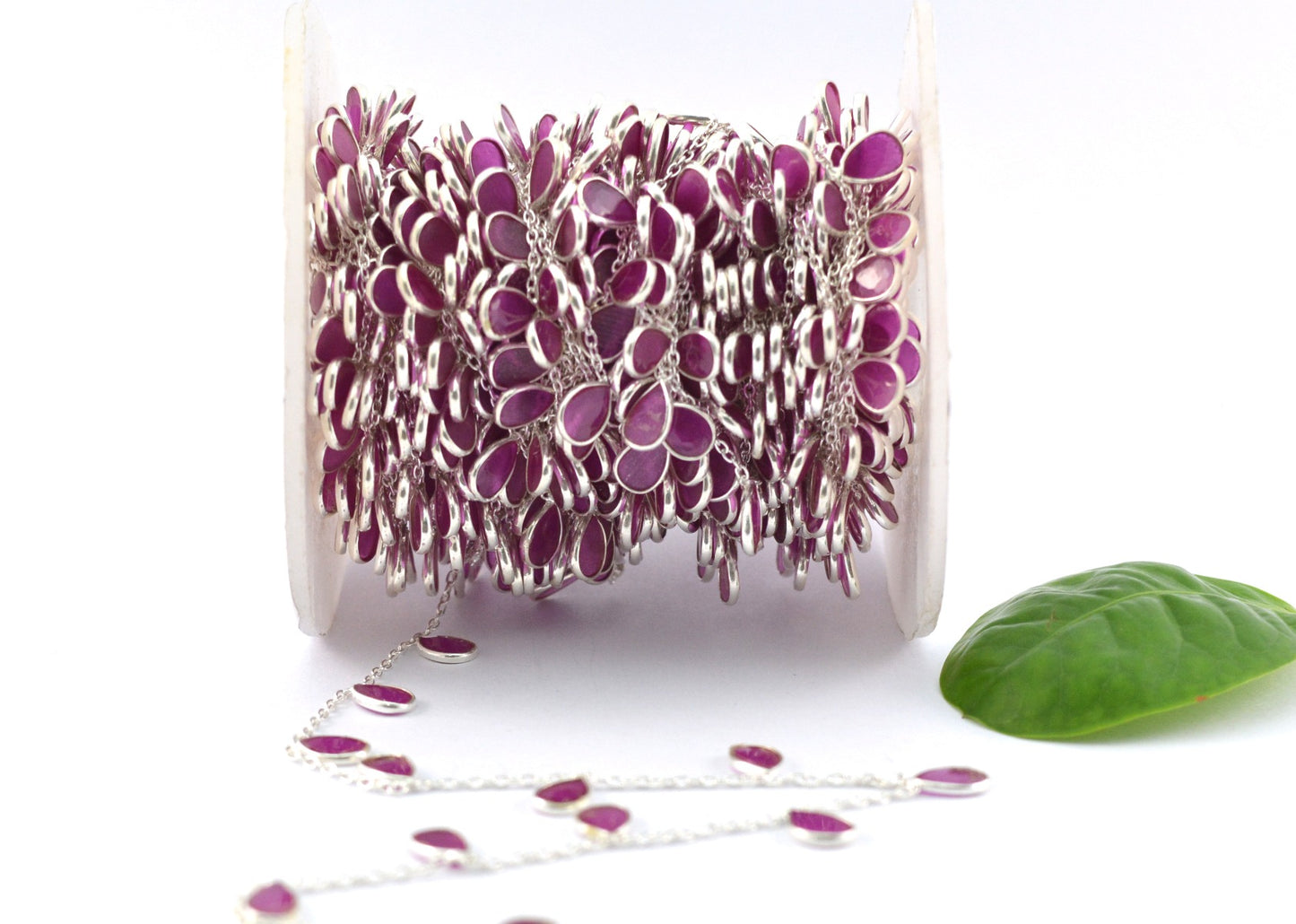 Gorgeous 925 Silver Gold Rosary Chain - Ruby 4.00mm