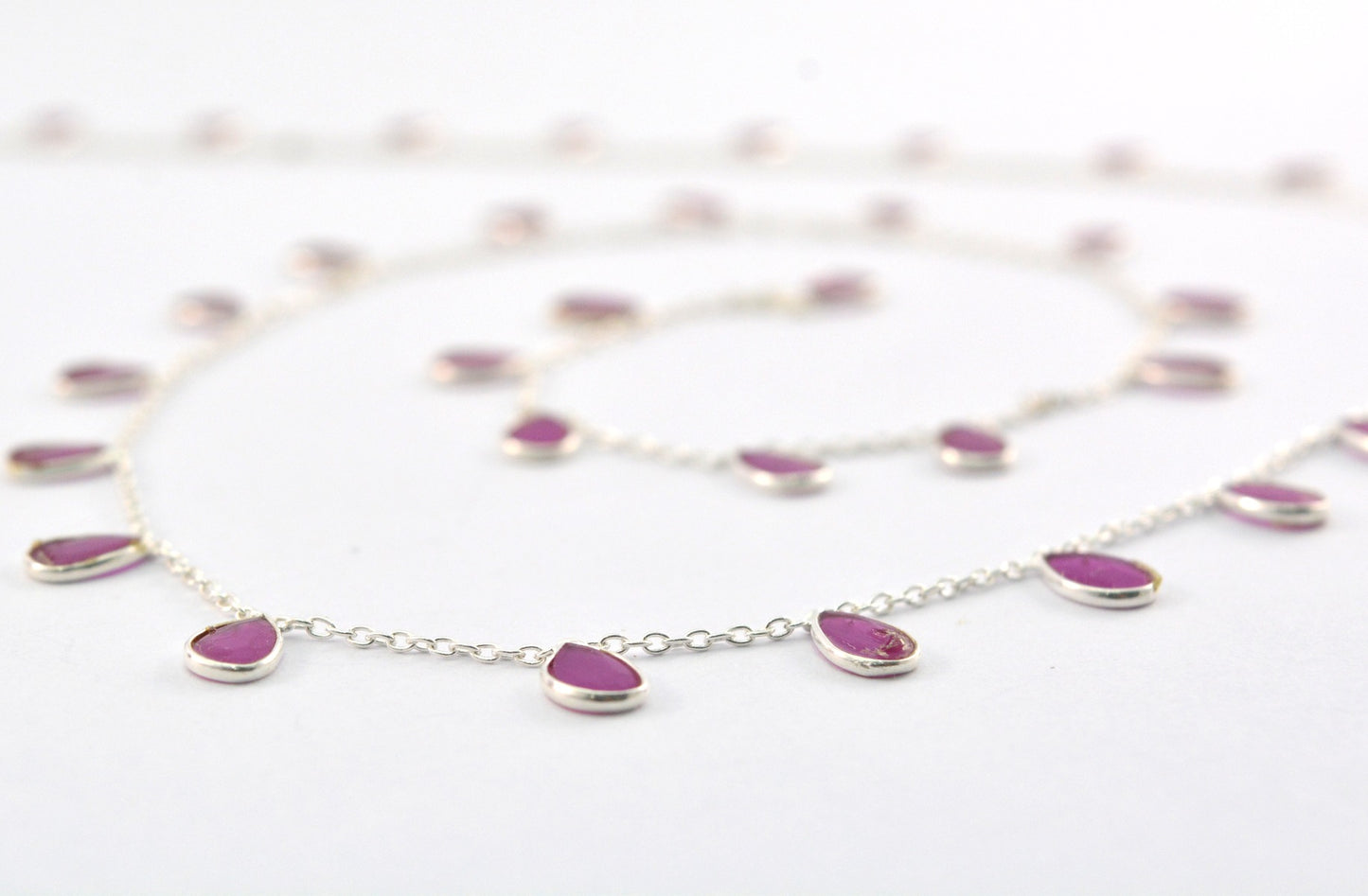 Gorgeous 925 Silver Gold Rosary Chain - Ruby 4.00mm