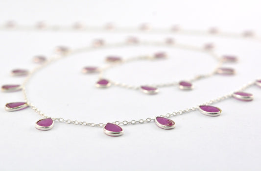 Gorgeous 925 Silver Gold Rosary Chain - Ruby 4.00mm