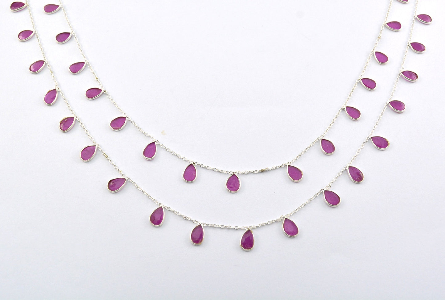 Gorgeous 925 Silver Gold Rosary Chain - Ruby 4.00mm