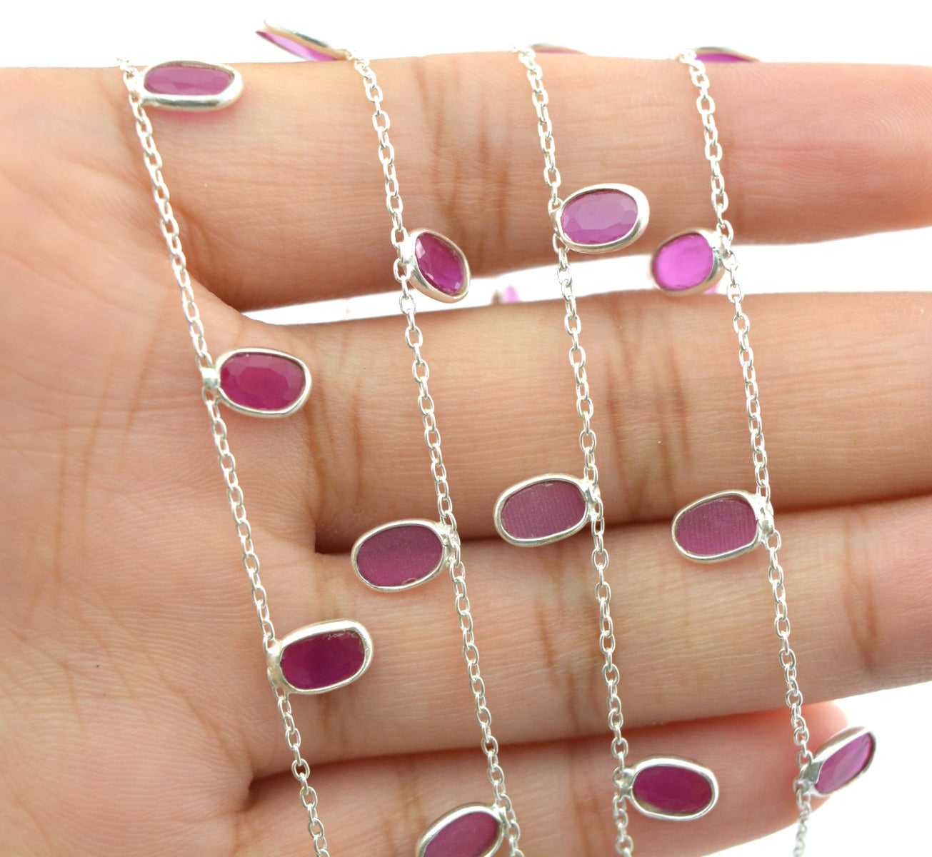 Gorgeous Rosary Chain - Ruby 925 Silver Gold 4.00mm