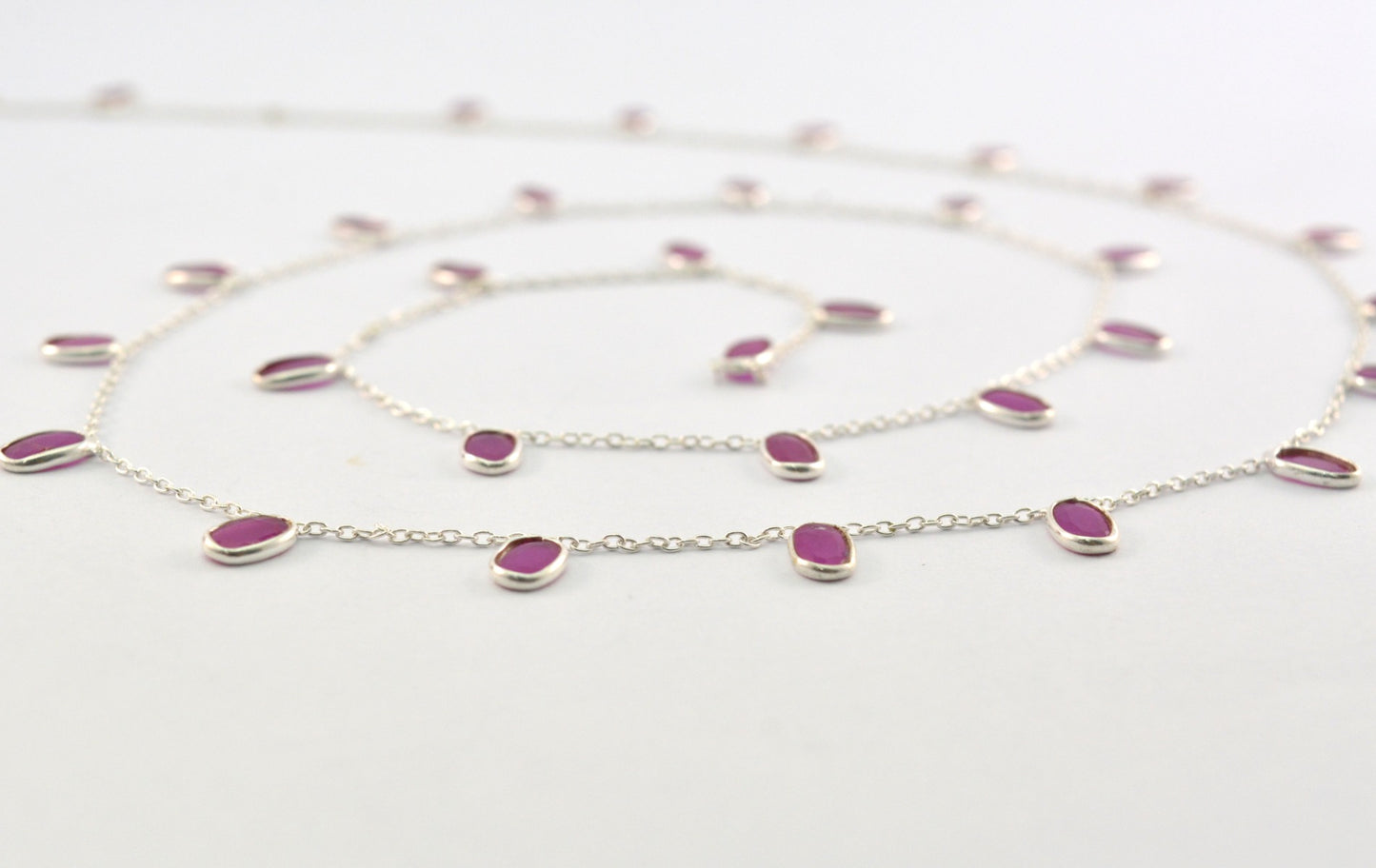 Gorgeous Rosary Chain - Ruby 925 Silver Gold 4.00mm