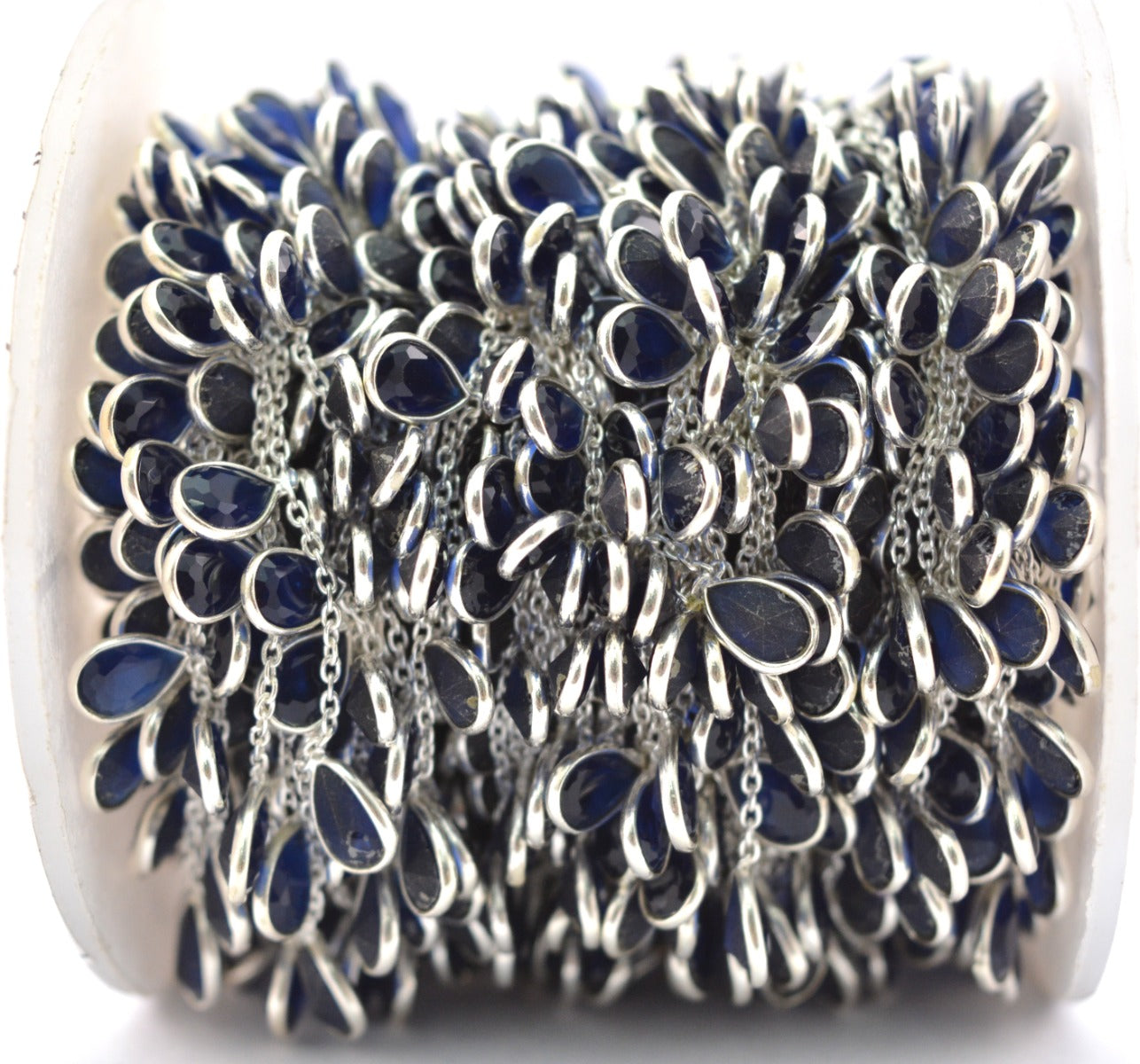 Beautiful 925 Silver Gold Rosary Chain - Sapphire 4.00mm