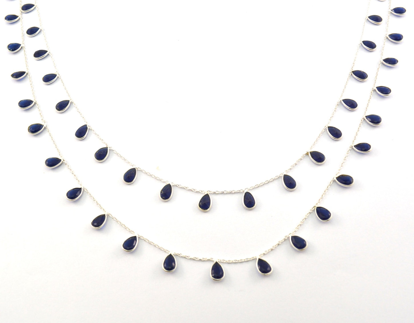 Beautiful 925 Silver Gold Rosary Chain - Sapphire 4.00mm