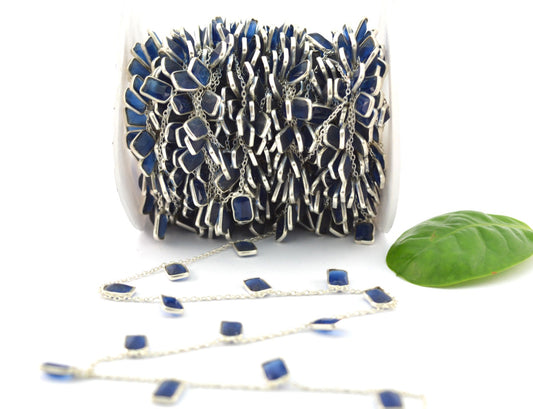 Sapphire Rosary Chain - 925 Silver Gold, 4.00mm