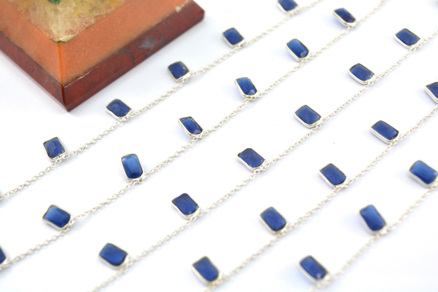 Sapphire Rosary Chain - 925 Silver Gold, 4.00mm