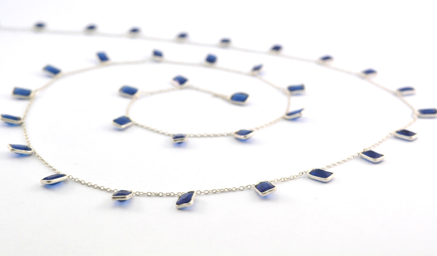 Sapphire Rosary Chain - 925 Silver Gold, 4.00mm