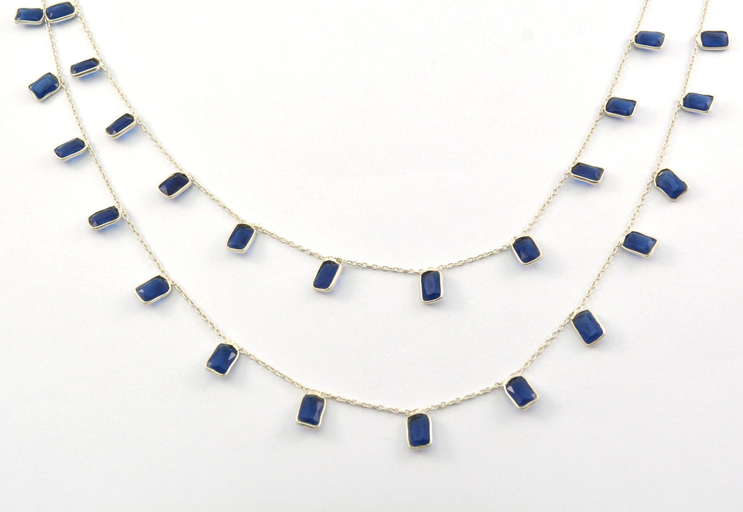 Sapphire Rosary Chain - 925 Silver Gold, 4.00mm