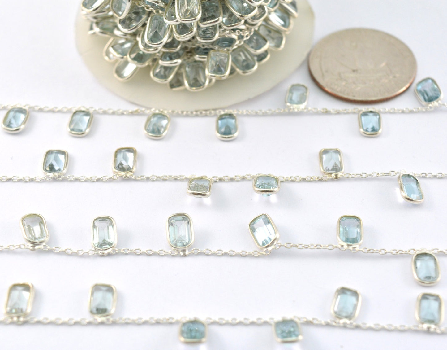 Vintage Topaz Rosary Chain in 925 Silver Gold - 4.00mm