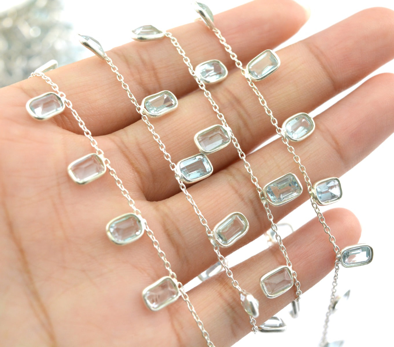 Vintage Topaz Rosary Chain in 925 Silver Gold - 4.00mm