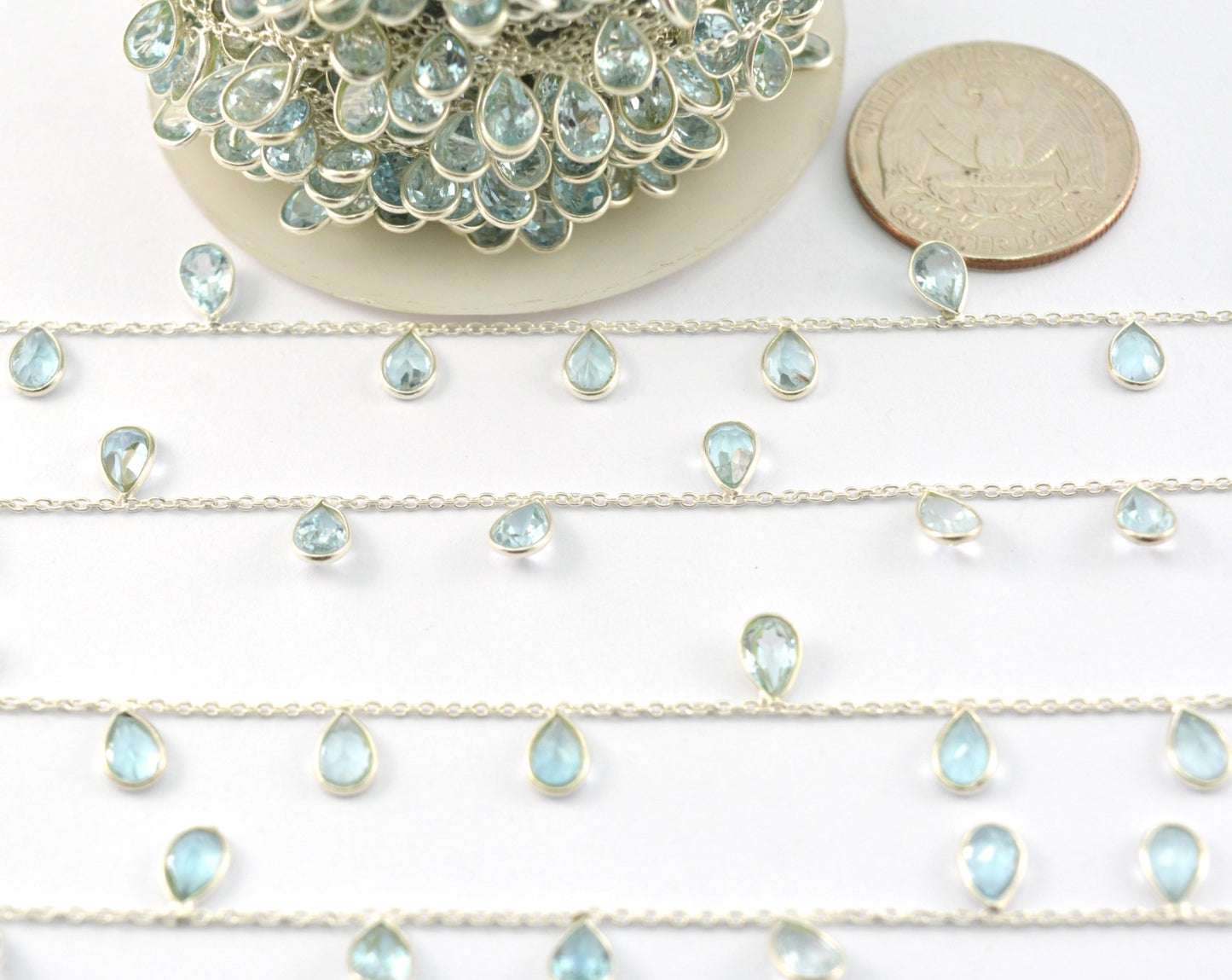 925 Silver Gold Rosary Chain with Topaz - 4.00mm