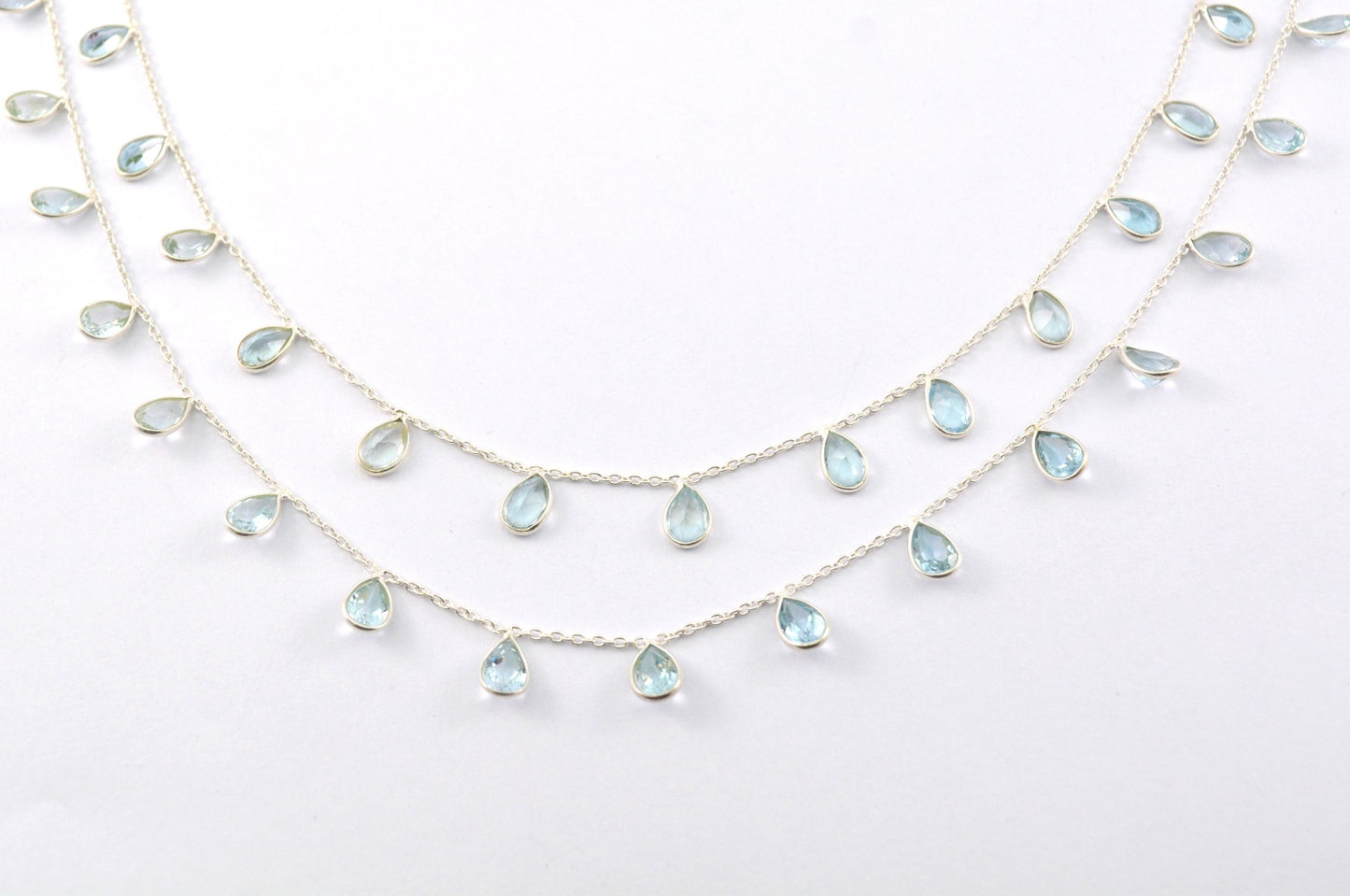 925 Silver Gold Rosary Chain with Topaz - 4.00mm