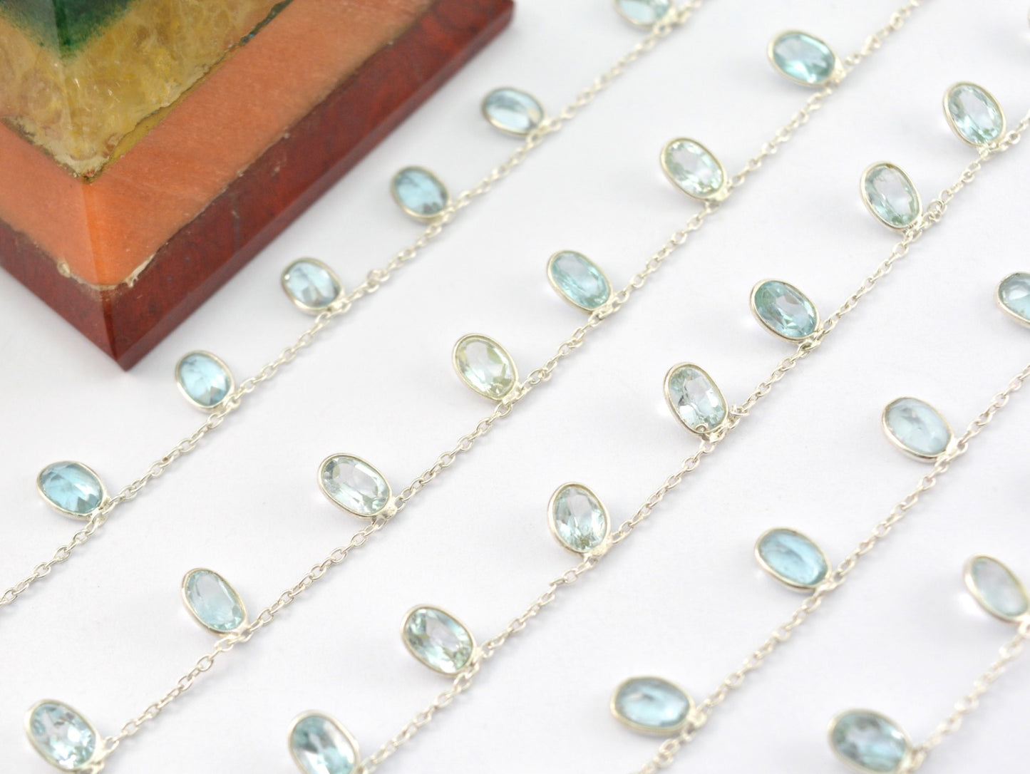 Graceful Rosary Chain - Topaz 925 Silver Gold 4.00mm