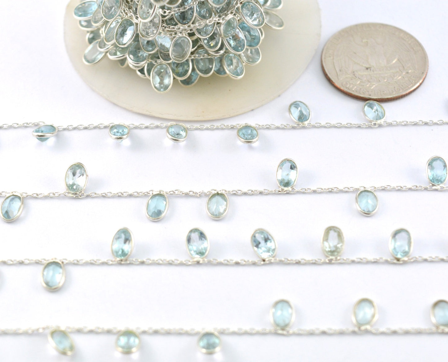 Graceful Rosary Chain - Topaz 925 Silver Gold 4.00mm