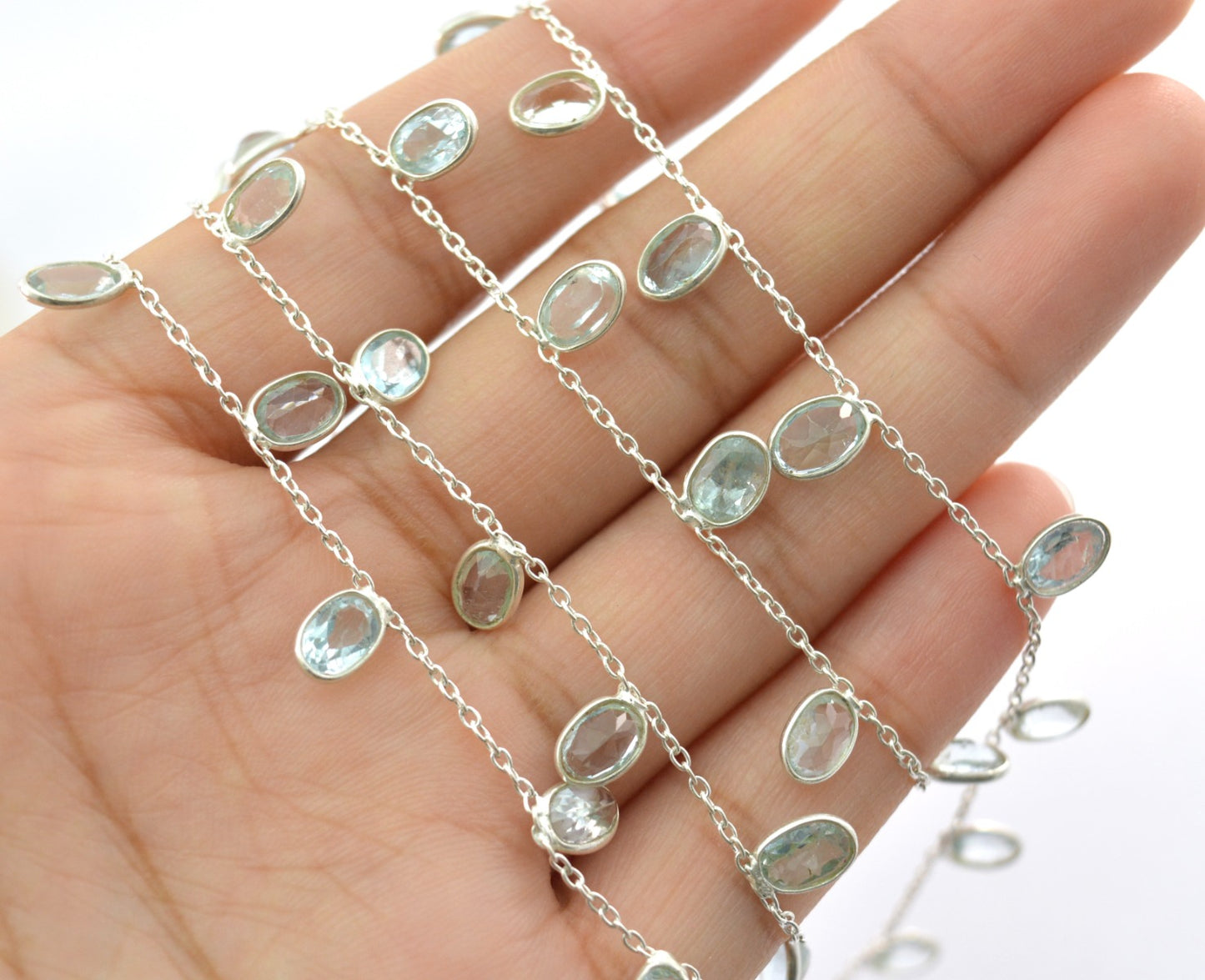 Graceful Rosary Chain - Topaz 925 Silver Gold 4.00mm