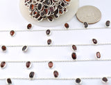 Garnet Rosary Chain - 925 Silver Gold, 4.00mm