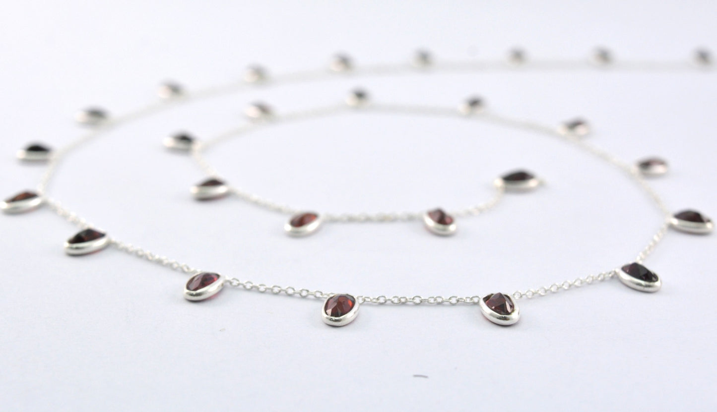 Garnet Rosary Chain - 925 Silver Gold, 4.00mm