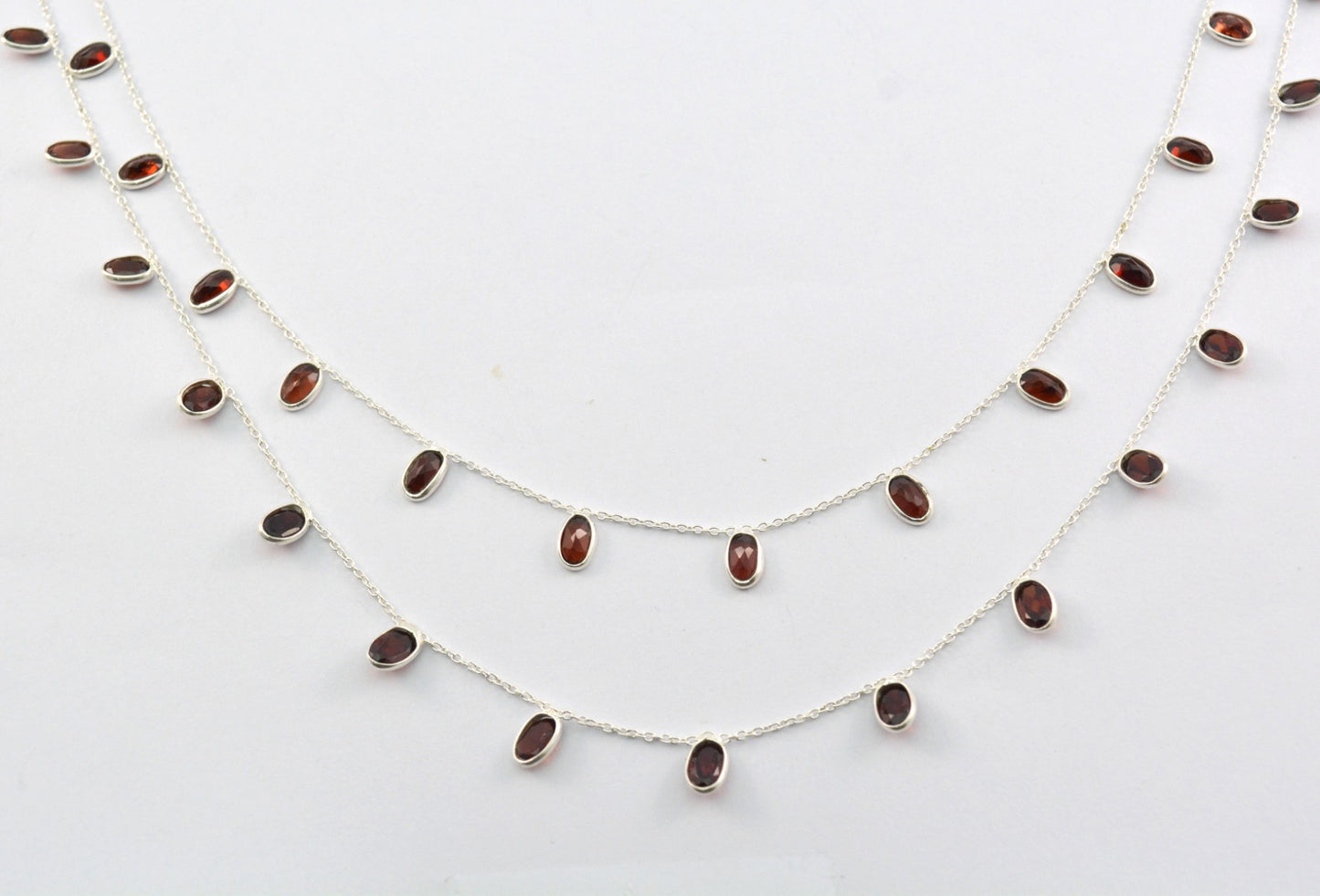 Garnet Rosary Chain - 925 Silver Gold, 4.00mm