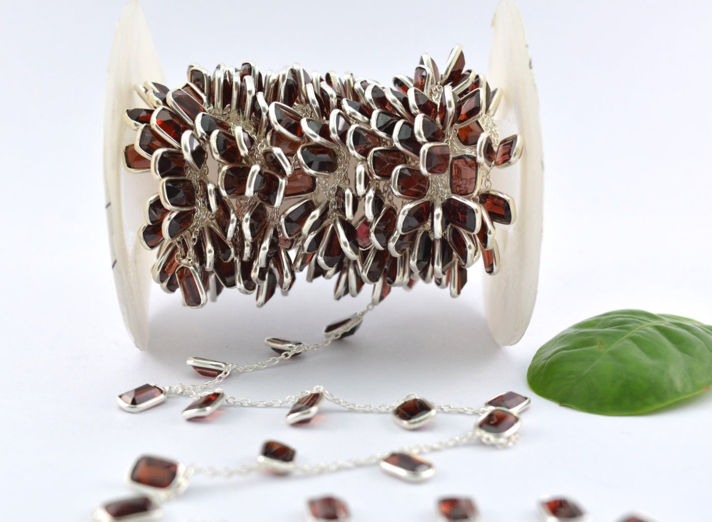 Garnet Rosary Chain - 925 Silver Gold, 4.00mm #2